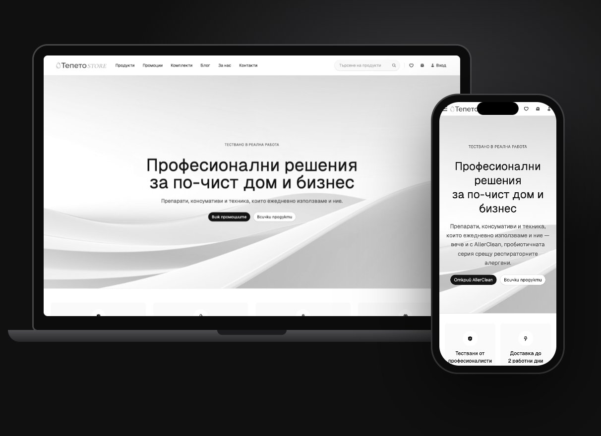 tepetostore.com на лаптоп и на телефон